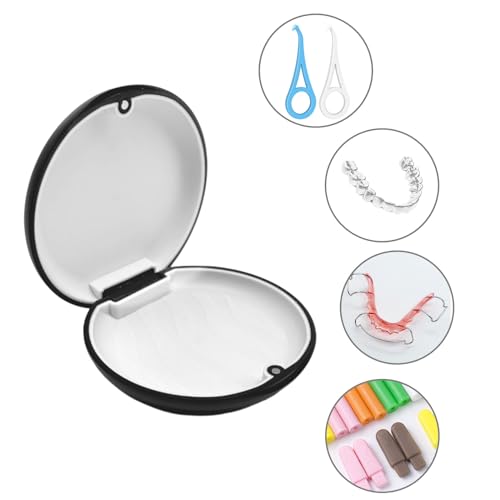 EUPSIIU Pack of 2 Braces Retainer Case, Mouth Guard Case, Denture Container, Teeth Aligner Case, Brace Box, Case for Braces or Dentures Storage (Black) Black