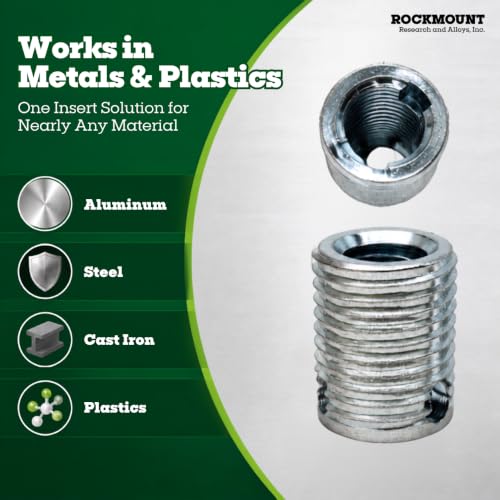 Rockmount self-locking threaded insert, 3/8"-16 internal thread, standard wall, 5-piece set