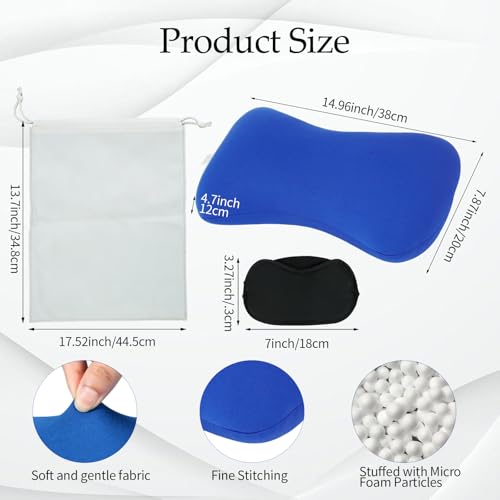 2 Pcs Microbead Neck Pillow with Eye Masks and Bag 15 x 8 x 4.7 Inch Comfortable Support Bolster Soft Cushion Bone Headrest for Adults Back Home Sofa Bed Sleeping Travel (Pink, Blue)