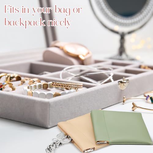 50 Pcs PU Leather Jewelry Pouch Travel Bag Gift Bags Pocket Cosmetic Bag Portable Jewelry Organizer (Multicolor) Multicolor
