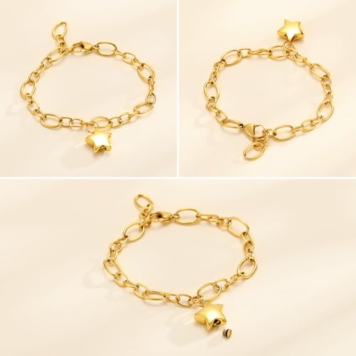 Minicremation Small Star Urn Bracelet for Ashes Stainless Steel Cremation Jewelry Bangles for Pet/Human Ashes Memorial Keepsake Ash Jewelry Gold