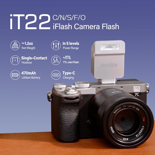 GODOX iT22 S IT22S mini Flash, TTL Wireless Camera Flash for Sony Camera IT22 S (Silver)