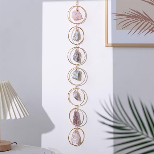 Chakra Hanging Crystals Suncatcher Healing Crystal Decor Chakra Wall Decor 7 Raw Crystal Gems