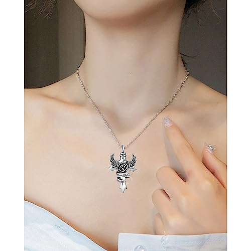 LSxAB In Loving Memory of Mom Dad Grandma Grandpa Cremation Urn Necklaces for Ashes Angel Wing Cross Family Memorial Keepsake Pendant to Hold Ashes Aunt