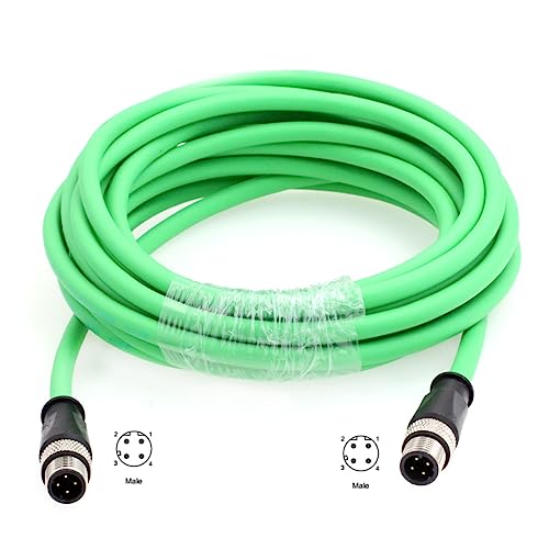 Network Profinet Ethernet Camera M12 4 Pin D Code Male to M12 4 Pin D-Code Male Cable for Barcode Reader Sensor Camera Shielded Flexible 8M