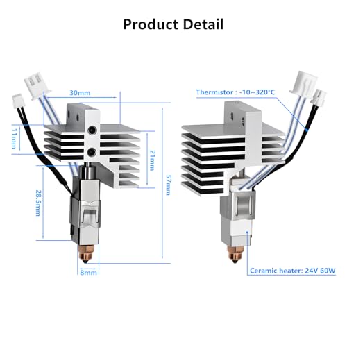 Upgrade 0.4MM Hotend Kit for Elegoo Centauri Carbon, Chromium Zirconium Copper Hardened Steel Nozzle Ceramic Heater Print Head Hot End with Extra 2PCS Nozzle for Centauri Carbon/Centauri 3D Printers Upgrade 0.4MM Hotend