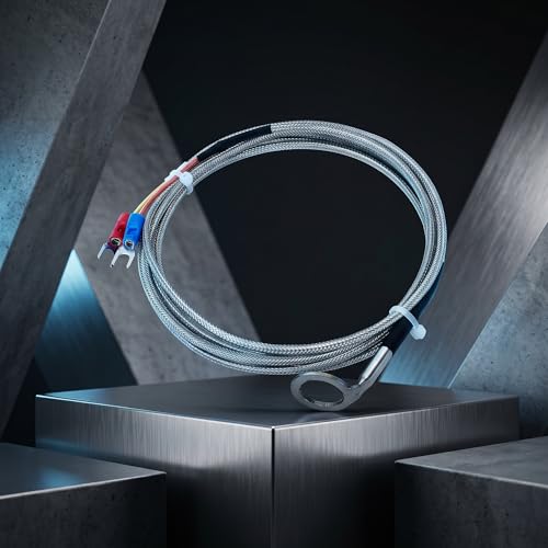 K Type Thermocouple Sensor Engine Cylinder Head Temperature Probe Stainless Steel -40~1000°C, 14mm ID Washer, for Automotive Engine (2M) 2M