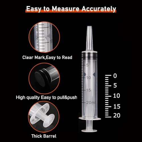 20 ml Syringes, Pack of 3, Plastic Syringes with Cap, Aseptic | geeignet für Labor, Tierfütterung, Klebstoffapplikation, Pflanzenbewässerung, präzise Dosierung und Abgabe, einzeln verpackt 20 ml 3.0