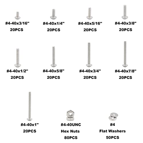 MCMASKE #4-40 UNC 304 stainless steel Phillips pan head screws with hex nuts and washers kit