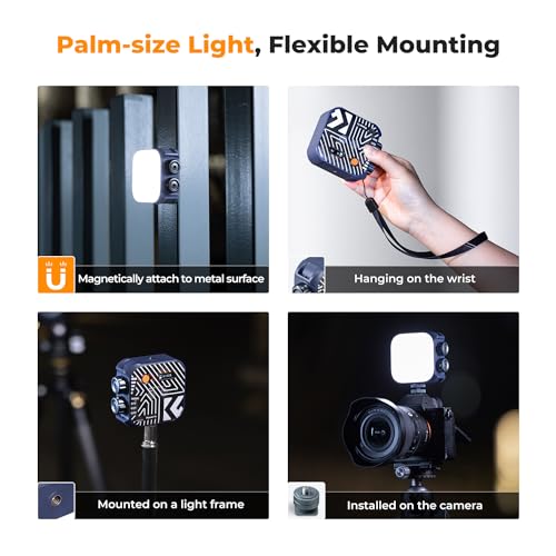 K&F CONCEPT Bi-Color LED Video Light, 2000mAh, 2500K-9900K, CRI 96+, Blue