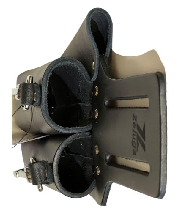 Zeluga Saddle Leather 3 Pocket Linesmen and Electricians Tool Holder Black