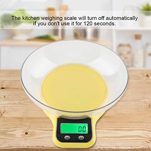 Food Scale with Bowl WH B21LW,Digital Food Scale with LCD Display Food Scale Kitchen Food Scale Digital Cooking Multifunction Weight Scale with Bowl (Yellow)
