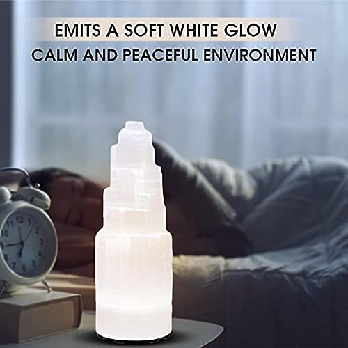 Natural Selenite Crystal Selenium Skyscraper Tower Carving Statue Home Decoration Stone Gypsum Tower for Home Decor Ornaments (15cm-1pcs) 15cm-1pcs
