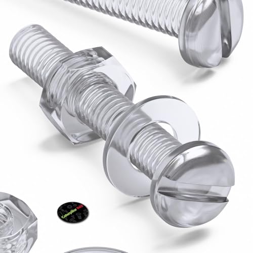 Caterpillar Red 50x clear acrylic slotted pan head screws and bolts M3 x 20mm with nuts and washers assortment