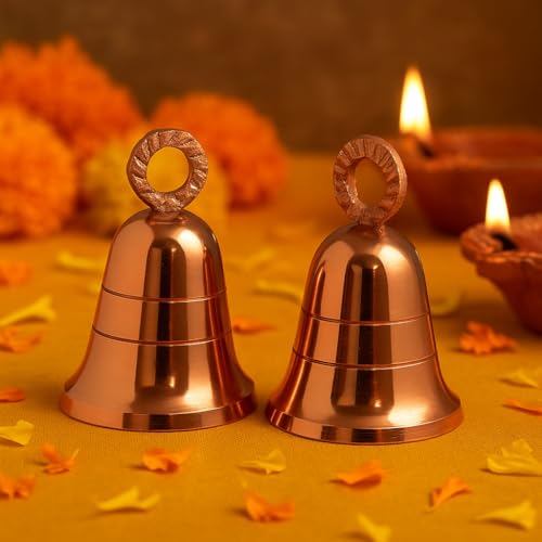 Rose-Gold Plain Indian Brass Jingle Bells for Home Door Décor Crafts Christmas Pet in Various Size and Set (2, 1.5 inch)