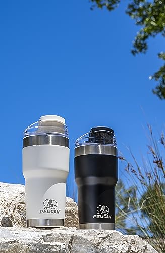 Pelican Hydration Pelican Traveler™ 22 oz Vacuum Insulated Tumbler - Stainless Steel Double Wall Travel with Dual Lid, Powder Coated Insulated Coffee Mug For Hot Cold Drinks, Midnight