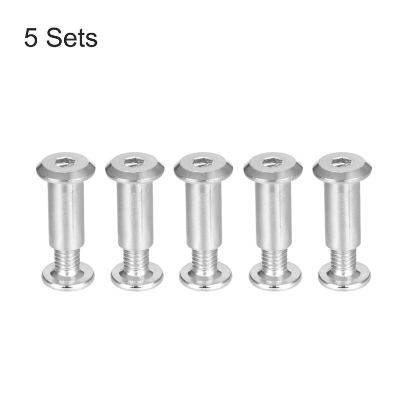 [Australia - AusPower] - uxcell Screw Post Fit for 5/16"(8mm) Hole Dia, Male M6x12mm Belt Buckle Binding Bolts Leather Fastener Stainless Steel 5 Sets 
