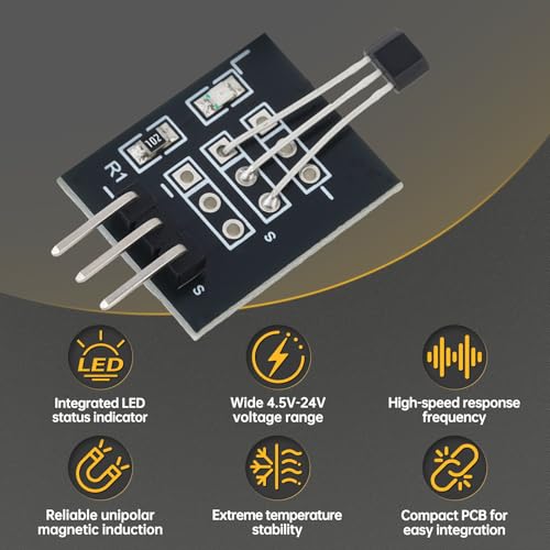 DiGiYes KY-003 A3144E Hall Effect magnetic sensor modules, 10-piece set, 4.5V–24V sensors