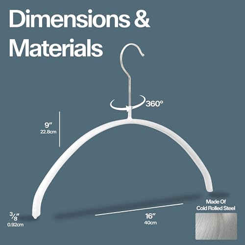 MAWA by Reston Lloyd Metal Clothing Hangers, Steel Hanger with Non-Slip Coating, for Shirts, Blazers, Button-Downs, Sweaters, No Shoulder Lumps, 360-degree Rotatable Hook, Set of 10, Latte