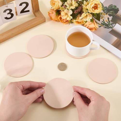 5PCS 8.2cm Round Vegetable Tan Genuine Leather Pad for Laser Engraving 3mm Thick Tooling Veg Circular Leather Pieces Sheet for Coasters Tooling Stamping Carving
