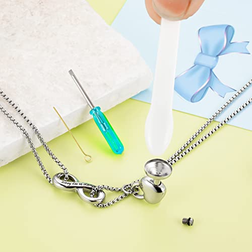 XIUDA Infinity Urn Necklace for Human Ashes Always in My Heart Cremation Necklace Stainless Steel Memorial Ash Jewelry for Women Silver
