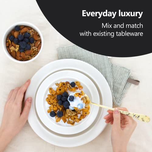 [2 Sets] [Made in Korea] Crane Painting Design Korean Table Sticky Rice Spoon and Chopsticks 304 Stainless Steel Gold Titanium Plated Mukbang Cutlery
