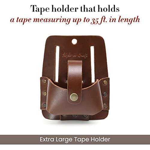 Style N Craft extra large full-grain leather tape holder tool pouch with open compartments