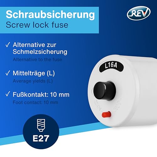REV Screw Fuse, Automatic Screw, 16 A, Medium Slow Rising (L), White 16A
