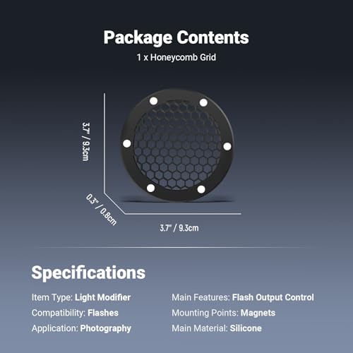 NEEWER Flash Honeycomb Grid, Magnetic Speedlite Flash Light Shaper Compatible with Godox V1/V1 PRO V850III/860II NEEWER NW620 NW700 NW760 Z880 Z760 Q120 Z3R, Adapter Rings Not Included, CRS15