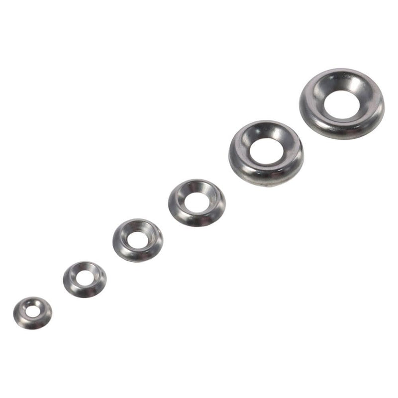 [Australia - AusPower] - FEIYING 170Pcs 304 Stainless Steel Finishing Cup Countersunk Washers Assortment Kit,4#/6#/8#/10#/12#/14#/16# Silver Finishing Cup Washer 