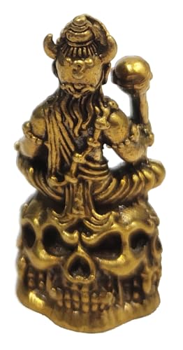 Purpledip Rare Miniature Brass Idol Yama Yamaraja God of Death & Justice: Collectible Statue with Detailed Very Fine Workmanship (12698Z)
