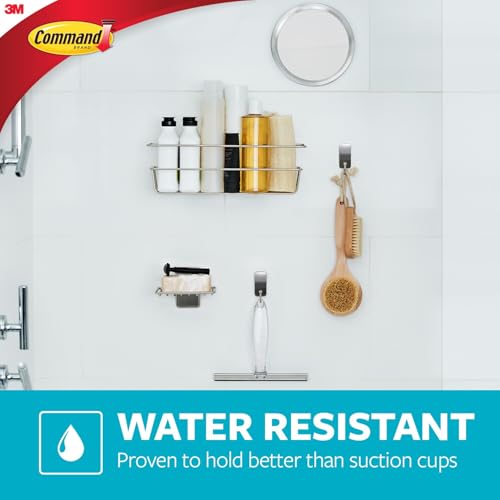 Command Shower Caddy, 1 Caddy, 4 Large Strips Satin Nickel 13"D x 6.38"W x 4.25"H