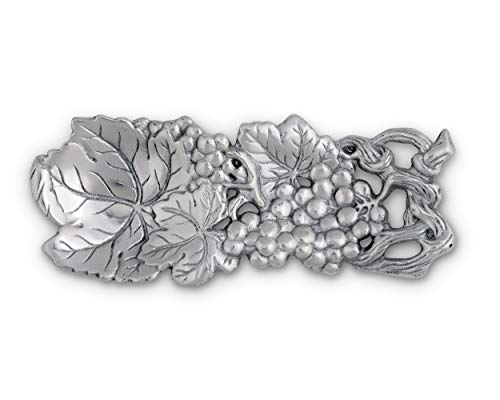 Arthur Court Grape Pattern Spoon Rest - Aluminum Metal Decorative - Holder for Kitchen, Spatula Ladle, Brush and Other Cooking Utensils 8.5 inch x 3.5 inch