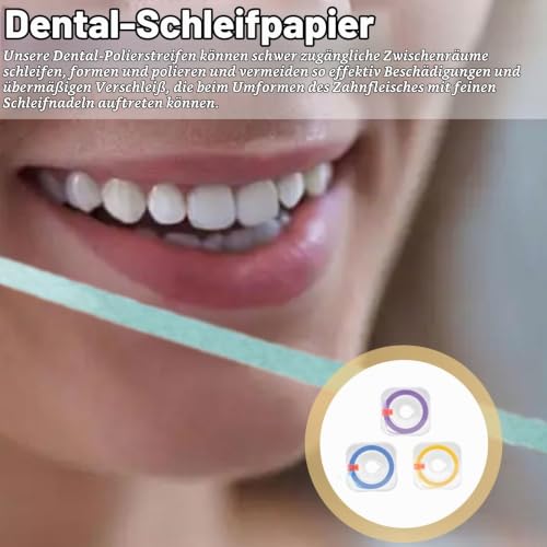 3 Volumes Tooth Sandpaper, Interdental Sandpaper, Colourful Tooth Sandpaper (Blue, Purple and Yellow), Teeth Sandpaper for Spaces, Tooth Polishing Strips, Dental Polishing Strips, for Spaces (4 mm x 6