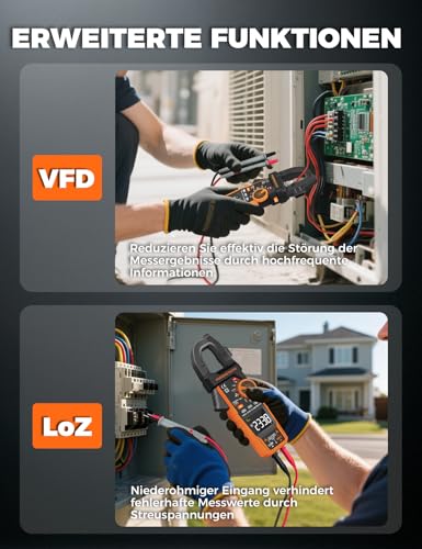 CM06PRO Digital Clamp Meter 6000 Counts True RMS, 1000A AC/DC - with Inrush Current Measurement & NCV - Multimeter for Current, Voltage, Resistance, Capacitance, Temperature, Line Detection CM06PRO