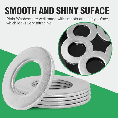 Zernmiarder 1-1/4-inch 304 stainless steel flat washers, 2-1/2-inch outer diameter, pack of 5