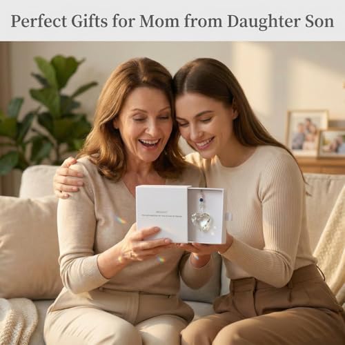 Hegelda Birthday Gifts for Women, Mom, Friend - Mothers Day Inspirational Gifts for Friends Her Coworkers Girlfriend Wife Mom Daughter Sister Aunt - Healing Crystals Heart Suncatcher for Window New Beginnings