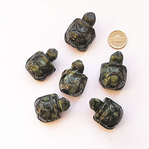 1 Pcs Natural Kambaba Jasper Tortoise Crystals and Healing Stones, 1.5" Hand Carved Animal Collectible Sculpture Fengshui Healing Crystal Green-kambaba Jasper