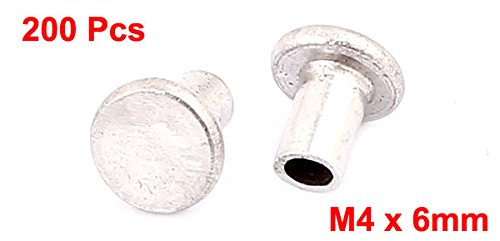 [Australia - AusPower] - 200 Pcs M4 x 6mm Aluminum Flat Head Semi-Tubular Rivets Silver Tone 