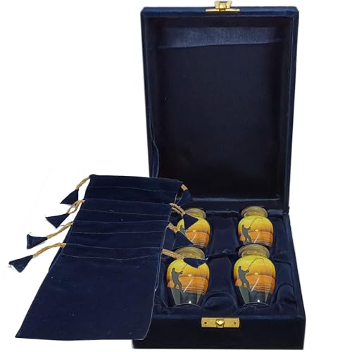 UR Keepsake Urn Set of 4- Decorative Fishing Catching Cremation Urn for Human Ashes with Velvet Box & 4 Velvet Bag-Mini Keepsake Urn - Affordable Urn (3 cu.in x 4pcs) (1)