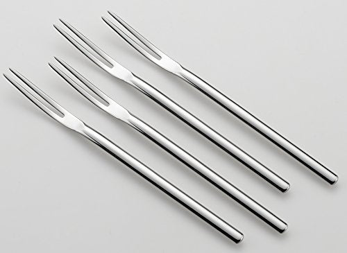Yoshikawa 3072021 Forks, 5.5 inches (14 cm), Oval Cut, Sweets Forks, Set of 4, Silver