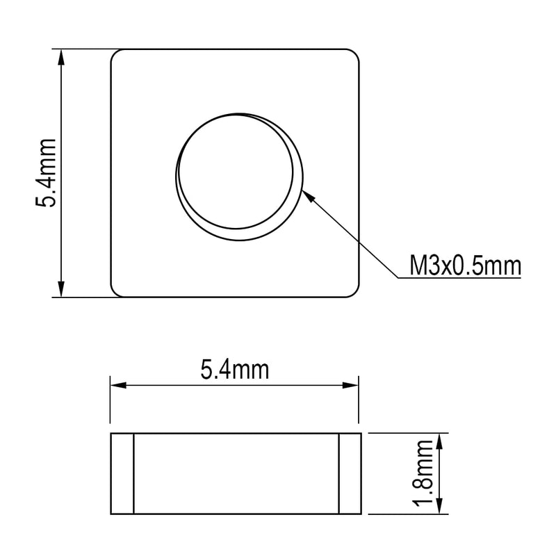 [Australia - AusPower] - 50pcs M3nS - Thin M3 Square Nuts for PRUSA 3D Printers - A2 Stainless Steel - DIN562, Thickness 1.8mm 50 