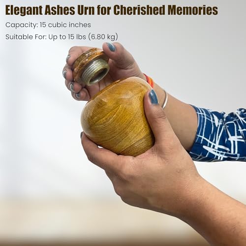 Wooden Cremation Urn for Human Ashes – Small Keepsake Funeral Urn Box, Handcrafted Decorative Burial Urn for Adult Men & Women, Biodegradable Wooden Memorial Urn,15 lbs, 4x4x5 Inches. Mango Wood Small (4x4x5 Inches, 15 lbs or 6.80kg)