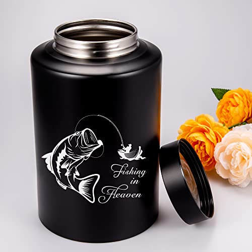 Gredstar Adult Urn for Ashes Fishing Cremation Urns Black Large Decorative Memorial Keepsake Urn for Human Remains - Up to 220 lbs