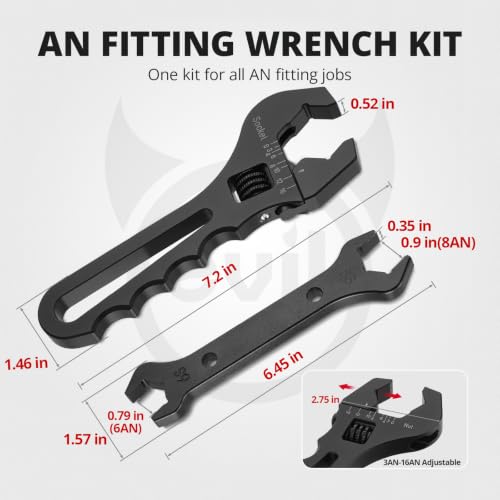 EVIL ENERGY black AN fittings wrench set with adjustable wrenches for hose fitting adapters