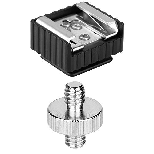 2Pack Flash Hot Shoe Mount Adapter to 1/4 Thread Hole with 1/4"-20 Male to 1/4"-20 Male Tripod Screw Adapter for Flash Holder Bracket Light Stands Umbrella Holder Flash Bracket,Strong &Solid (Update)