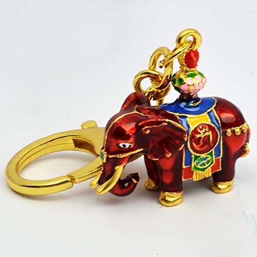 Lucky Feng Shui Keychain Red Prosperity Elephant With Treasure Vase Keychain