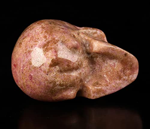 Skullis 2.0” Pink and Black Rhodonite Crystal Skull, Hand Carved Gemstone Fine Art Sculpture, Reiki Healing Stone Statue.1390 2.0” Pink and Black Rhodonite 26