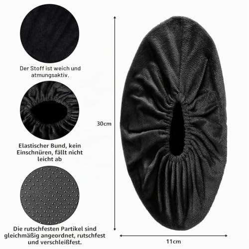 10 Pairs of Reusable Shoe Covers Shoes Non-Slip and Wear-Resistant Machine Washable EU37-43 Black - 5 Pairs
