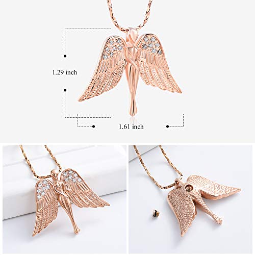 Angel Lady Urn Necklace for Ashes for Women Stainless Steel Cremation Jewelry Keepsake Urn Pendants for Ashes Holder D
